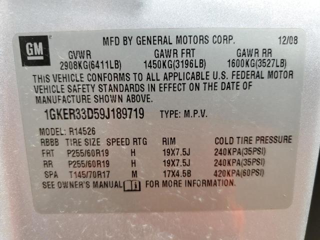 Photo 12 VIN: 1GKER33D59J189719 - GMC ACADIA SLT 