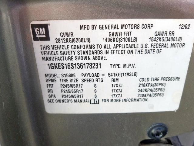 Photo 9 VIN: 1GKES16S136178231 - GMC ENVOY 