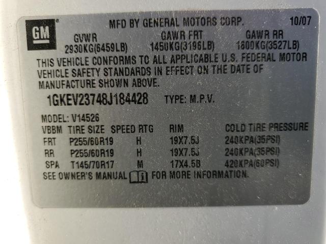 Photo 12 VIN: 1GKEV23748J184428 - GMC ACADIA 