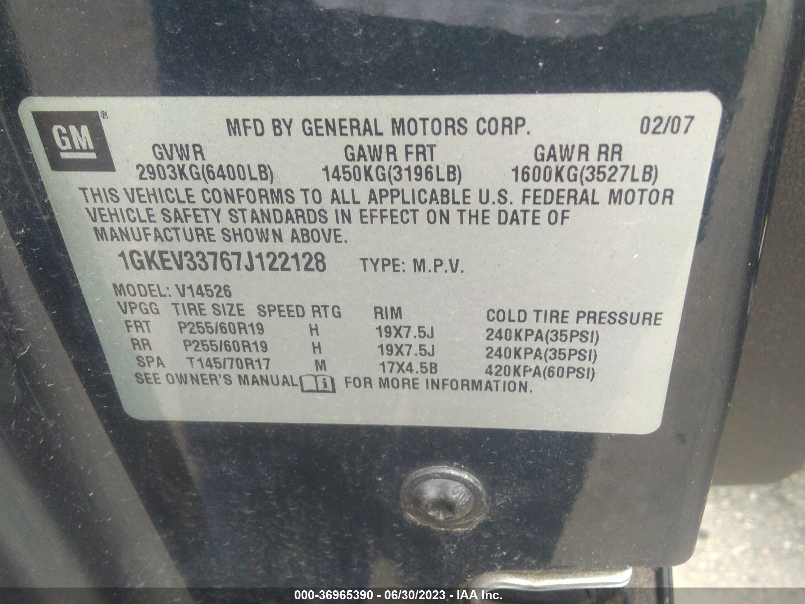 Photo 8 VIN: 1GKEV33767J122128 - GMC ACADIA 