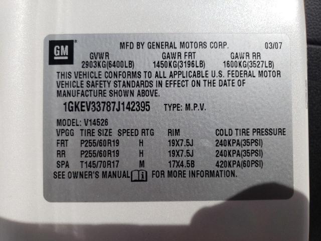 Photo 12 VIN: 1GKEV33787J142395 - GMC ACADIA SLT 