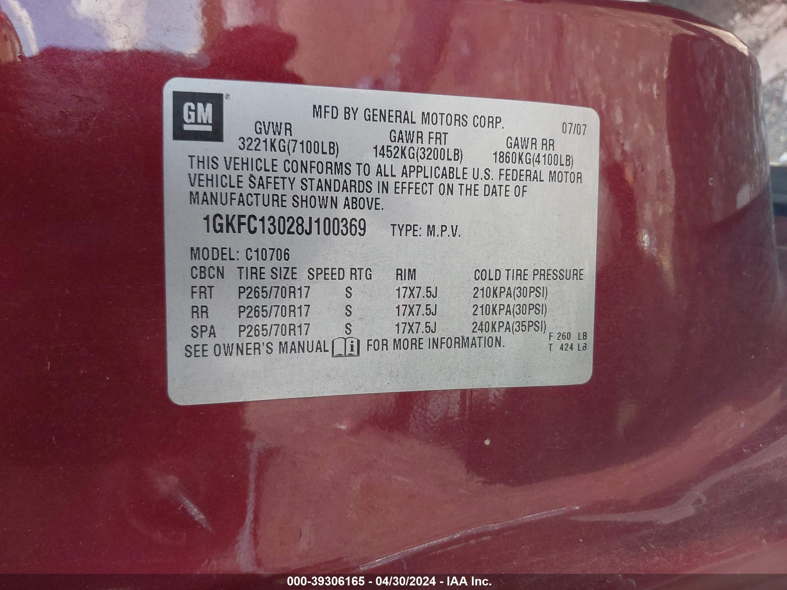 Photo 8 VIN: 1GKFC13028J100369 - GMC YUKON 