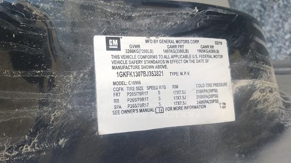 Photo 2 VIN: 1GKFK1307BJ353821 - GMC YUKON 