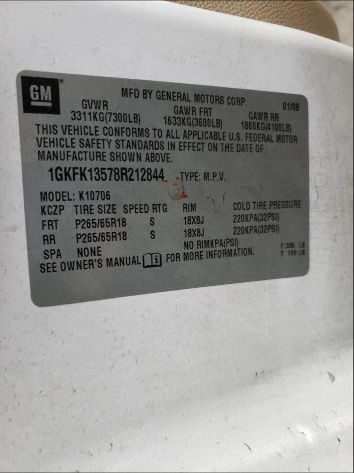 Photo 9 VIN: 1GKFK13578R212844 - GMC YUKON HYBR 