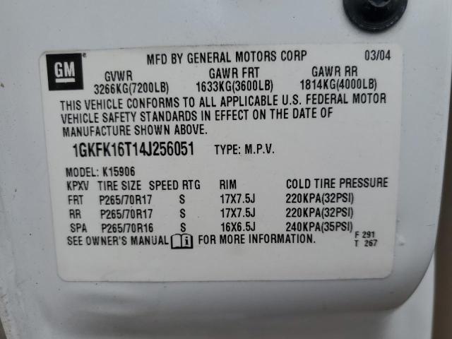 Photo 12 VIN: 1GKFK16T14J256051 - GMC YUKON XL K 