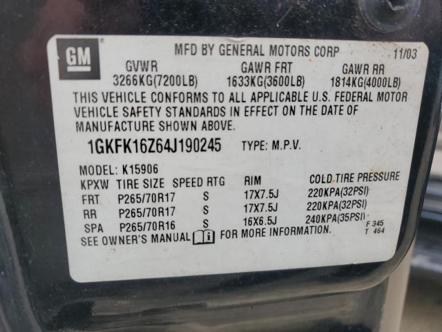 Photo 12 VIN: 1GKFK16Z64J190245 - GMC YUKON 