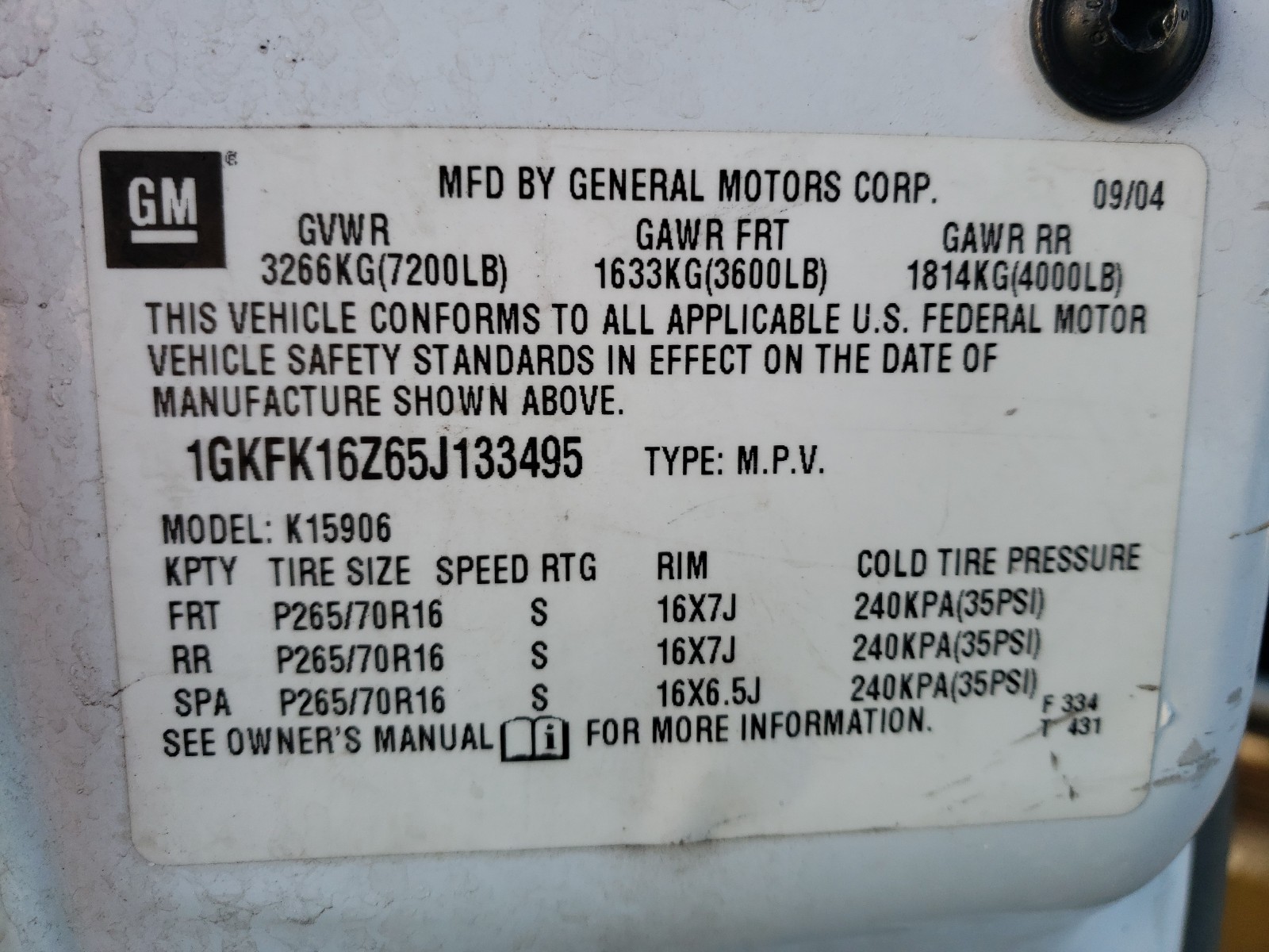 Photo 9 VIN: 1GKFK16Z65J133495 - GMC YUKON XL K 