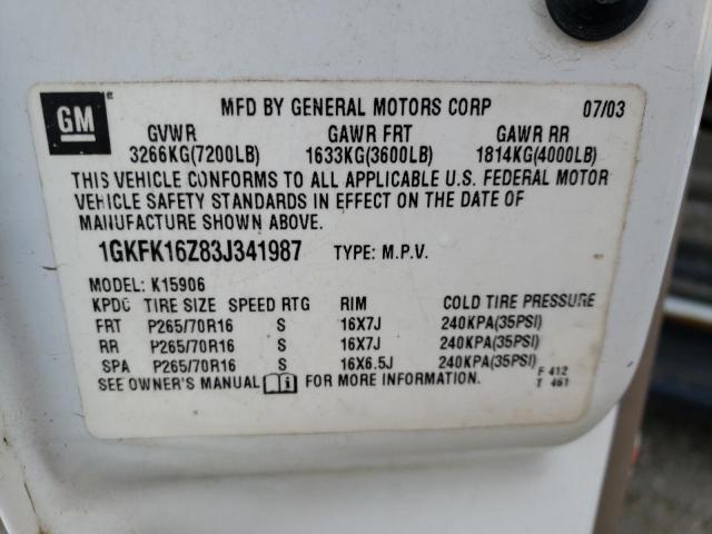 Photo 13 VIN: 1GKFK16Z83J341987 - GMC YUKON 