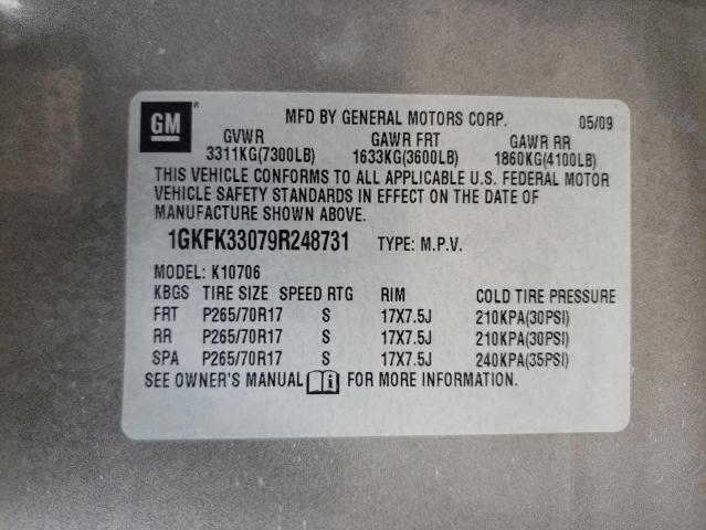 Photo 12 VIN: 1GKFK33079R248731 - GMC YUKON SLT 