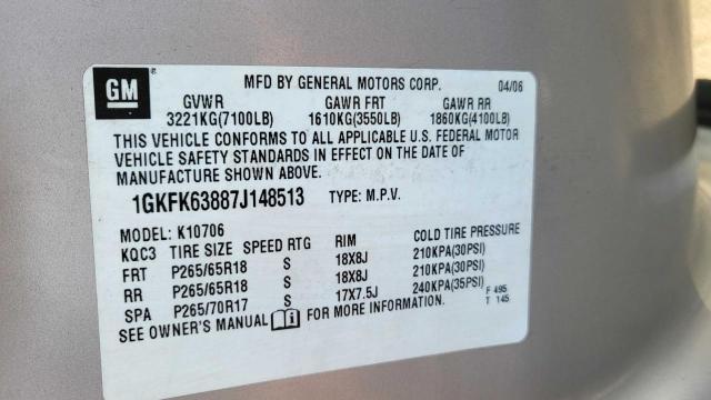 Photo 9 VIN: 1GKFK63887J148513 - GMC YUKON DENA 