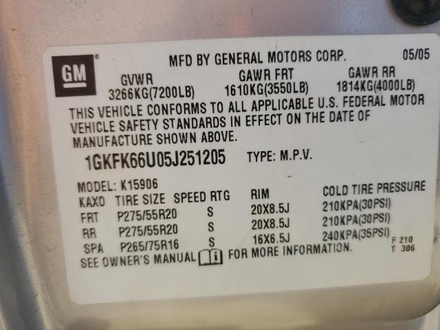 Photo 12 VIN: 1GKFK66U05J251205 - GMC YUKON 