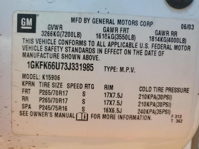 Photo 11 VIN: 1GKFK66U73J331985 - GMC YUKON 