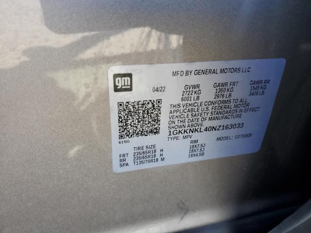 Photo 12 VIN: 1GKKNKL40NZ163033 - GMC ACADIA SLE 