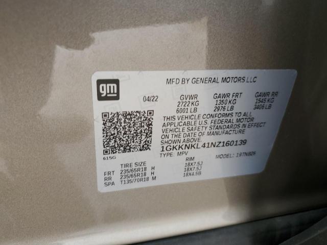 Photo 11 VIN: 1GKKNKL41NZ160139 - GMC ACADIA SLE 