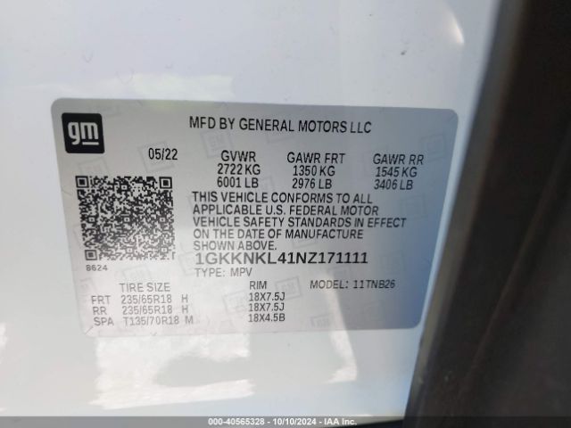 Photo 8 VIN: 1GKKNKL41NZ171111 - GMC ACADIA 