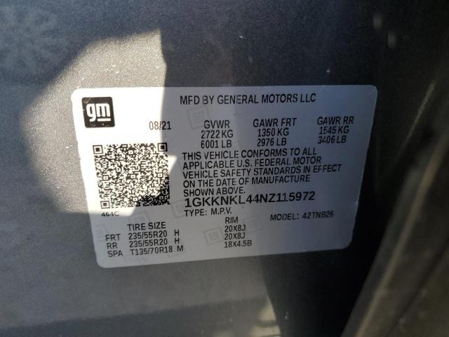 Photo 9 VIN: 1GKKNKL44NZ115972 - GMC ACADIA SLE 