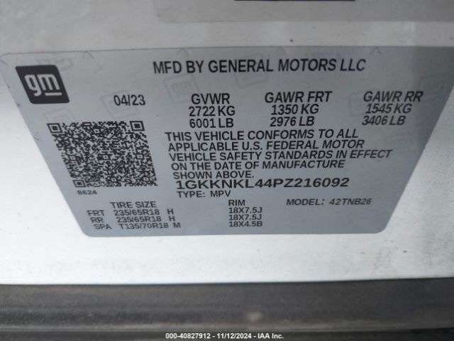 Photo 8 VIN: 1GKKNKL44PZ216092 - GMC ACADIA 