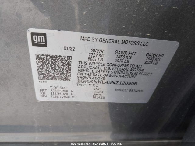 Photo 8 VIN: 1GKKNKL45NZ120906 - GMC ACADIA 