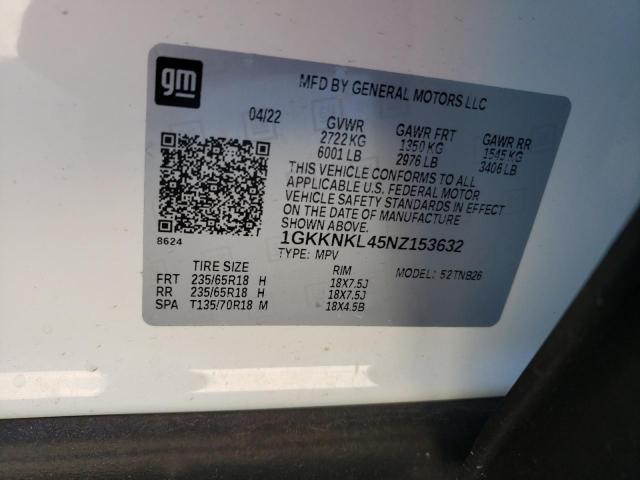 Photo 13 VIN: 1GKKNKL45NZ153632 - GMC ACADIA SLE 