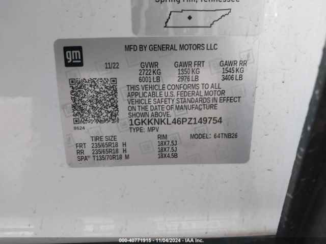 Photo 8 VIN: 1GKKNKL46PZ149754 - GMC ACADIA 