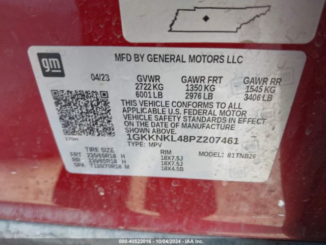 Photo 8 VIN: 1GKKNKL48PZ207461 - GMC ACADIA 