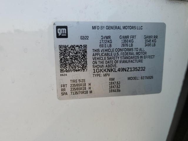 Photo 12 VIN: 1GKKNKL49NZ135232 - GMC ACADIA SLE 