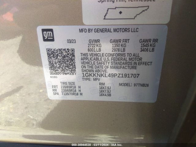 Photo 8 VIN: 1GKKNKL49PZ191707 - GMC ACADIA 