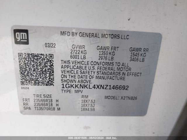 Photo 8 VIN: 1GKKNKL4XNZ146692 - GMC ACADIA 