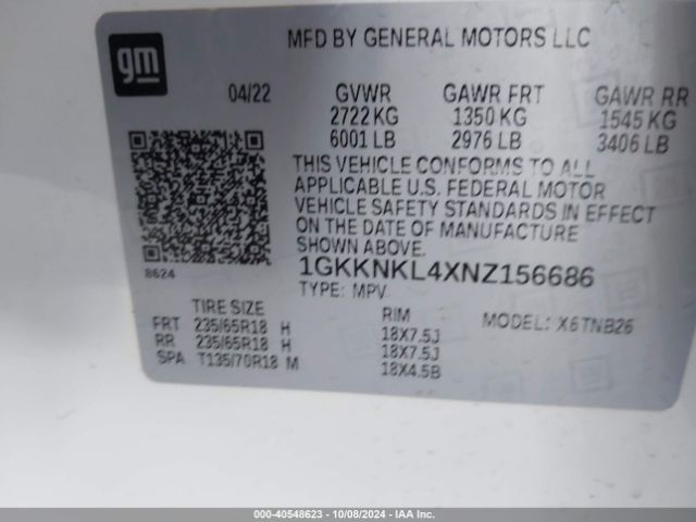 Photo 8 VIN: 1GKKNKL4XNZ156686 - GMC ACADIA 