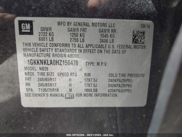 Photo 8 VIN: 1GKKNKLA0HZ156478 - GMC ACADIA 