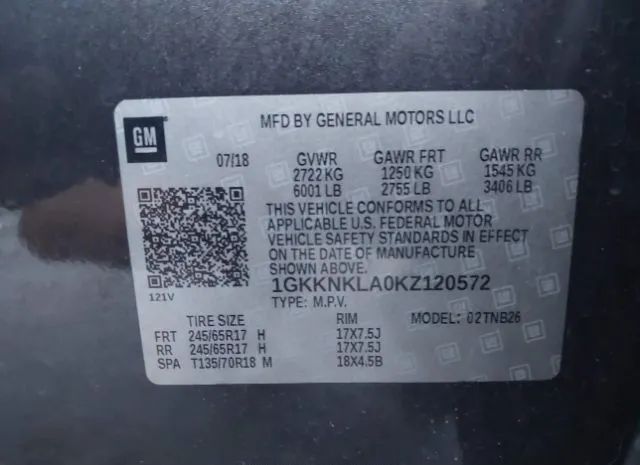 Photo 8 VIN: 1GKKNKLA0KZ120572 - GMC ACADIA 