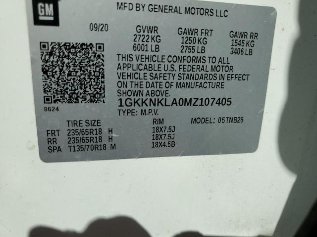 Photo 9 VIN: 1GKKNKLA0MZ107405 - GMC ACADIA SLE 