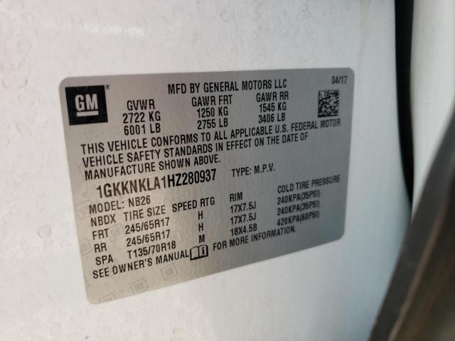 Photo 12 VIN: 1GKKNKLA1HZ280937 - GMC ACADIA SLE 