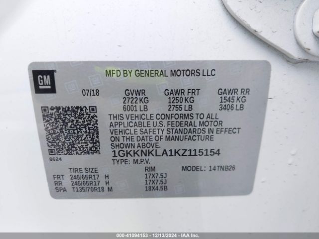 Photo 8 VIN: 1GKKNKLA1KZ115154 - GMC ACADIA 