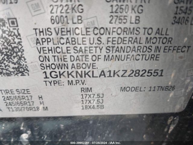 Photo 8 VIN: 1GKKNKLA1KZ282551 - GMC ACADIA 