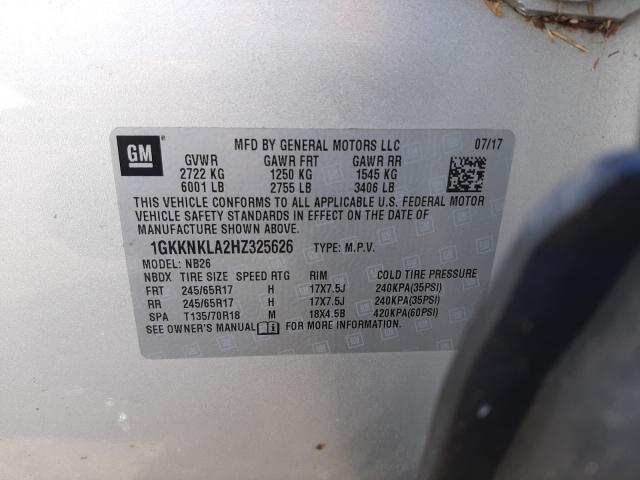 Photo 9 VIN: 1GKKNKLA2HZ325626 - GMC ACADIA SLE 