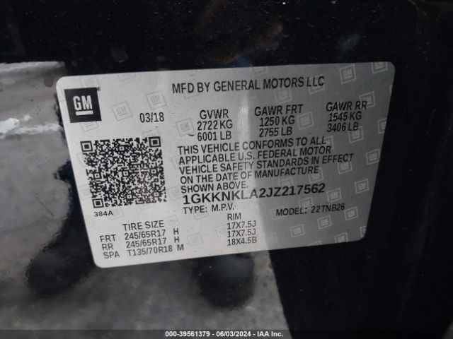 Photo 8 VIN: 1GKKNKLA2JZ217562 - GMC ACADIA 