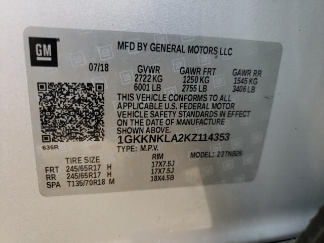 Photo 9 VIN: 1GKKNKLA2KZ114353 - GMC ACADIA SLE 