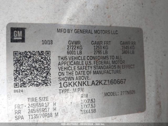 Photo 8 VIN: 1GKKNKLA2KZ160667 - GMC ACADIA 