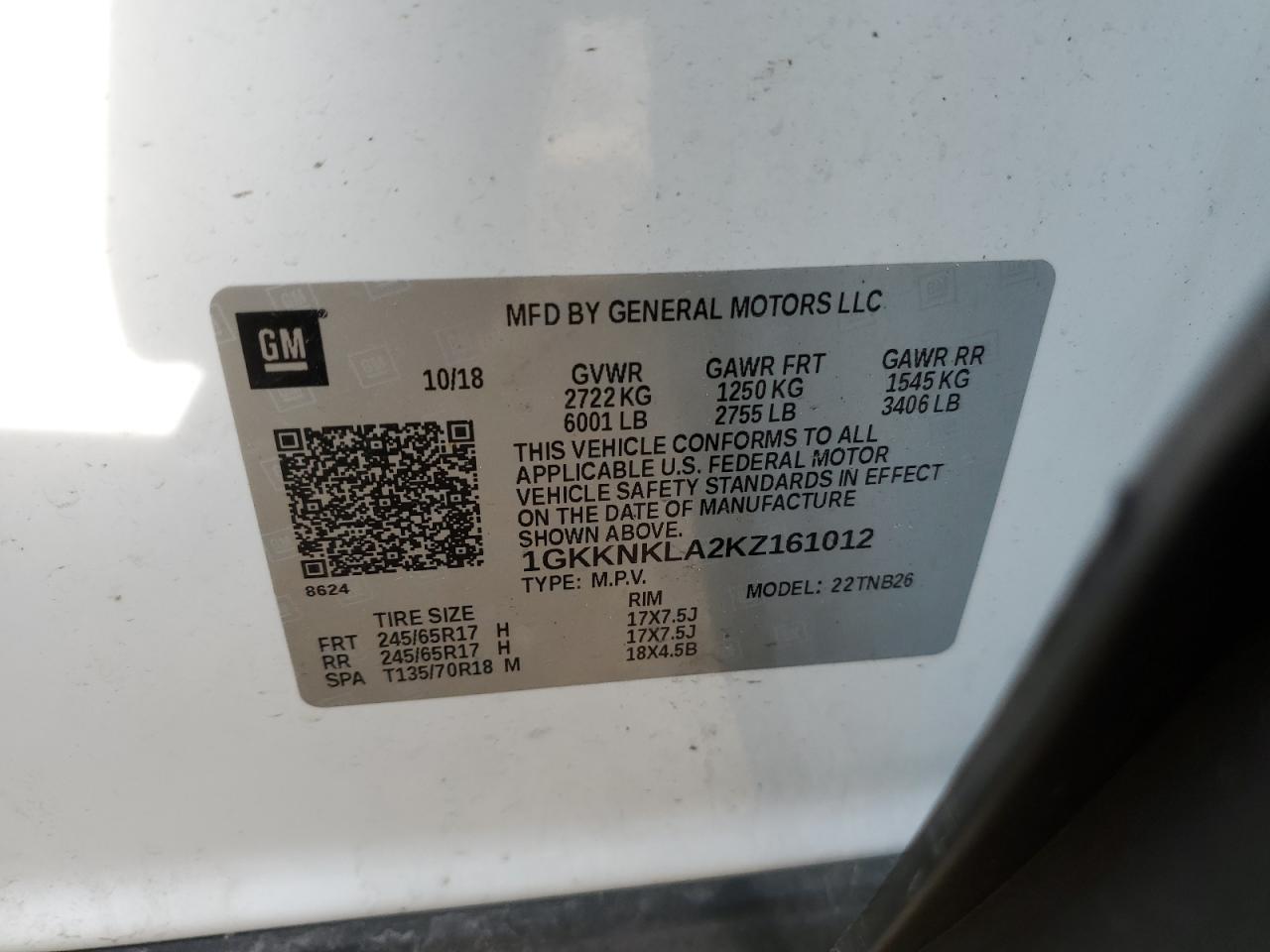 Photo 12 VIN: 1GKKNKLA2KZ161012 - GMC ACADIA 