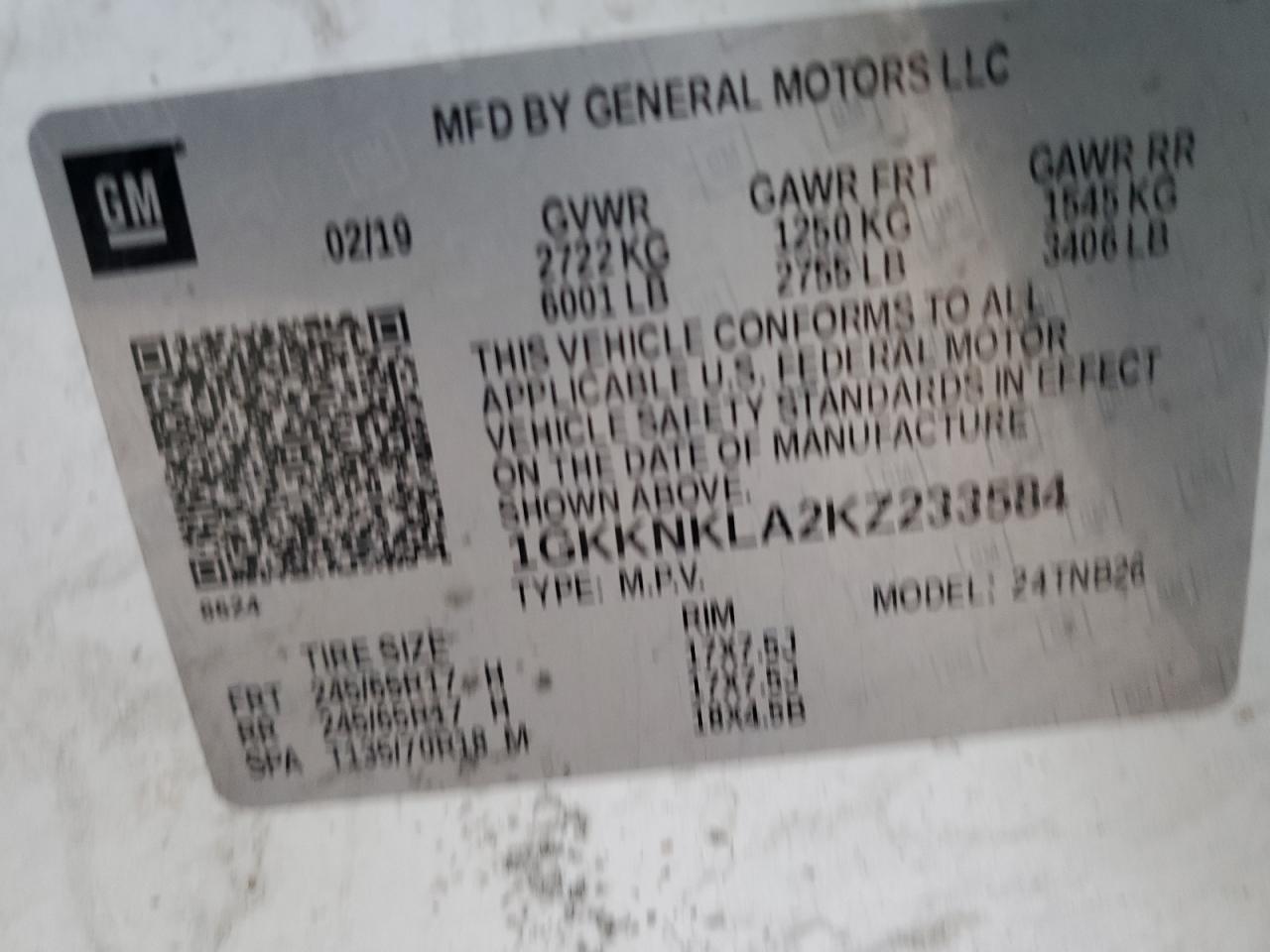 Photo 12 VIN: 1GKKNKLA2KZ233584 - GMC ACADIA 