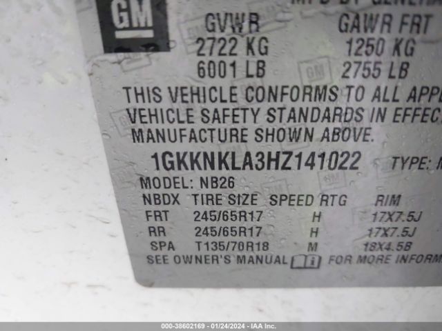 Photo 8 VIN: 1GKKNKLA3HZ141022 - GMC ACADIA 