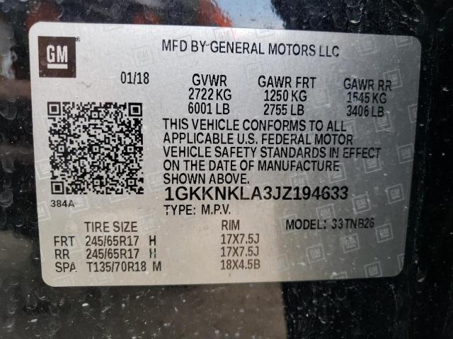 Photo 12 VIN: 1GKKNKLA3JZ194633 - GMC ACADIA SLE 