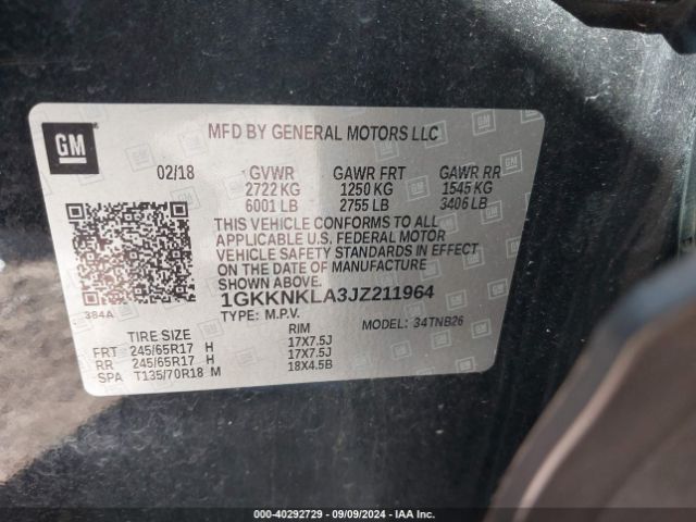 Photo 8 VIN: 1GKKNKLA3JZ211964 - GMC ACADIA 