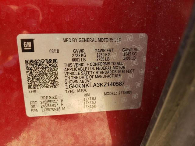 Photo 12 VIN: 1GKKNKLA3KZ140587 - GMC ACADIA SLE 