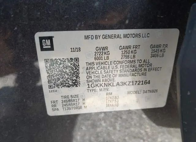 Photo 8 VIN: 1GKKNKLA3KZ172164 - GMC ACADIA 