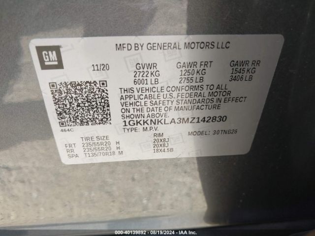 Photo 8 VIN: 1GKKNKLA3MZ142830 - GMC ACADIA 