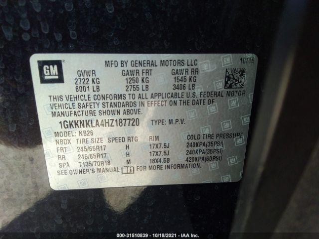 Photo 8 VIN: 1GKKNKLA4HZ187720 - GMC ACADIA 