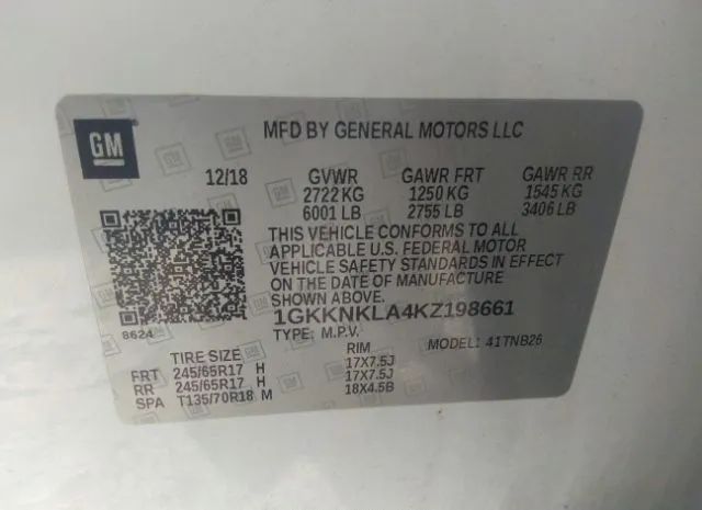 Photo 8 VIN: 1GKKNKLA4KZ198661 - GMC ACADIA 