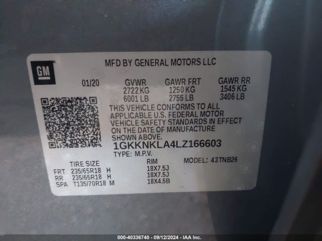 Photo 8 VIN: 1GKKNKLA4LZ166603 - GMC ACADIA 